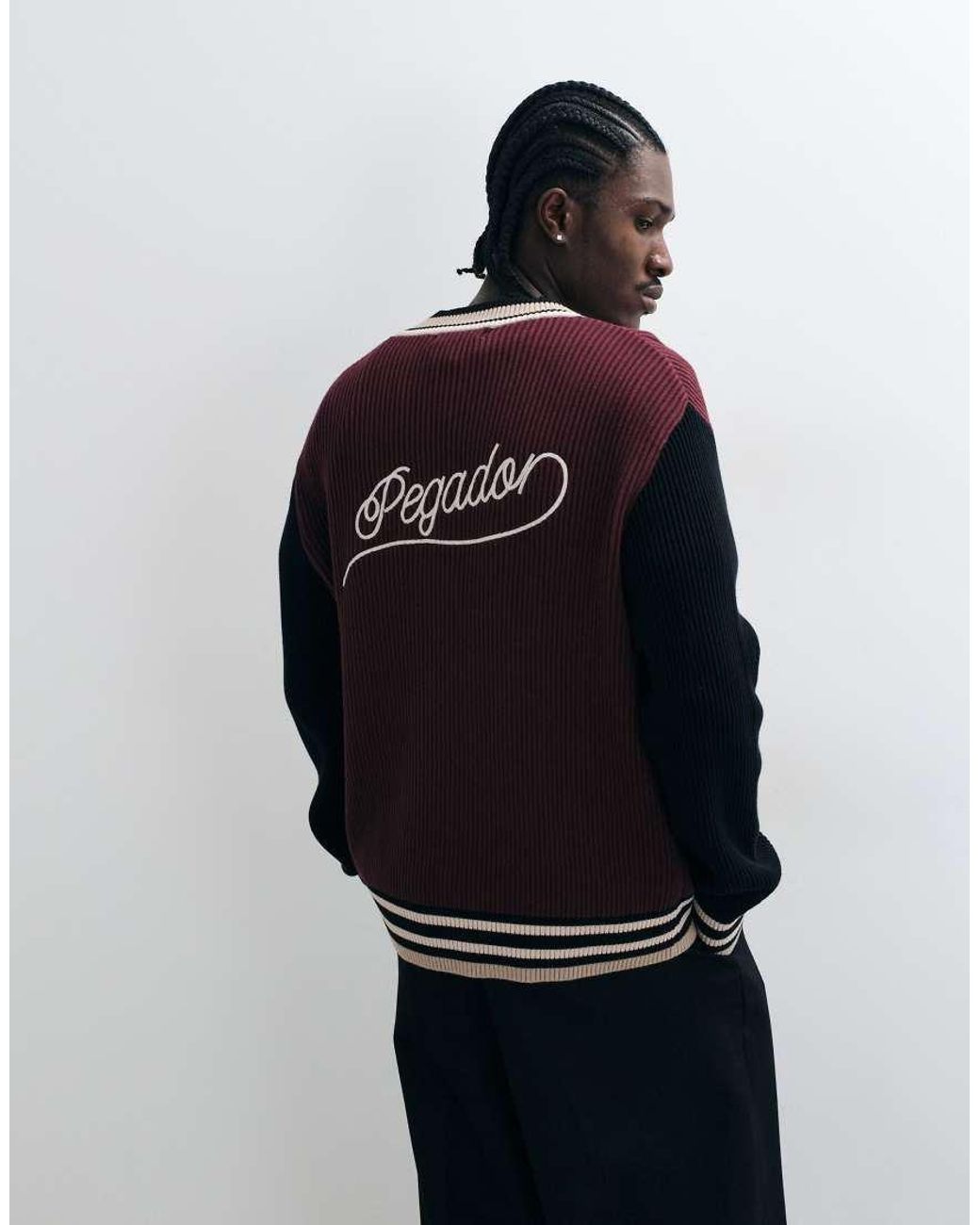 PEGADOR Blue Beget Heavy Knitted Zip Through Jumper for men