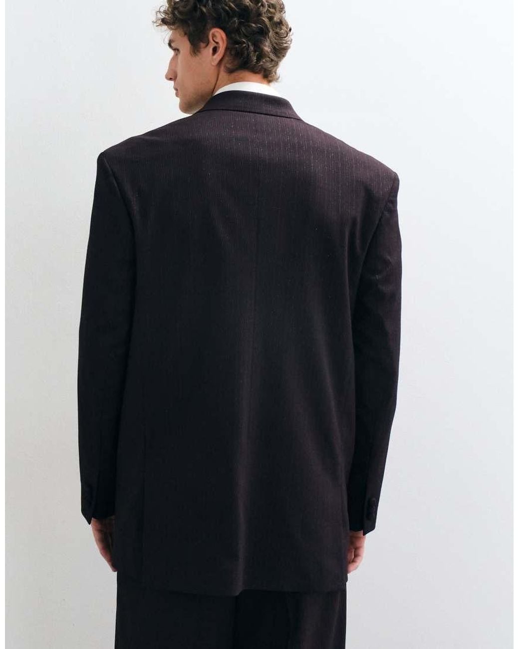 ASOS Blue Relaxed Double Breasted Suit Jacket for men