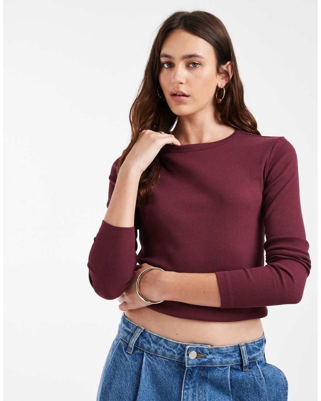 Vero Moda Purple Fine Rib Long Sleeved Top