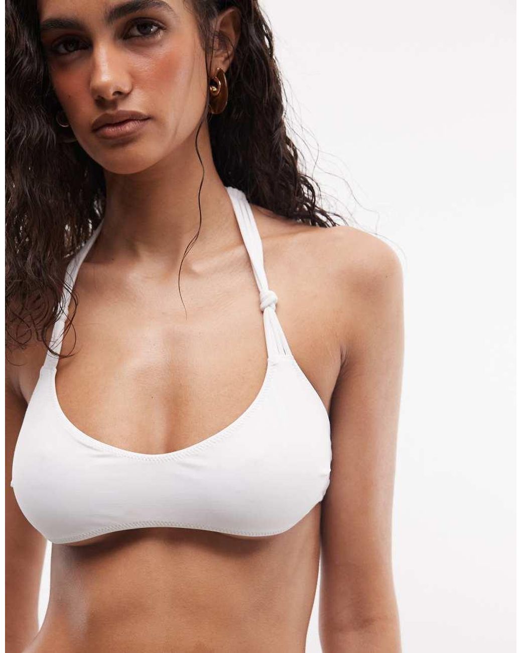 Frankie's Bikinis Black X Jennie Kim Halterneck Bikini Top With Lattice Detail