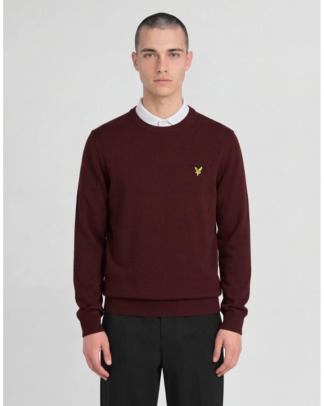 Lyle & Scott Purple Mid Knits Knitted Crew Neck Jumper for men