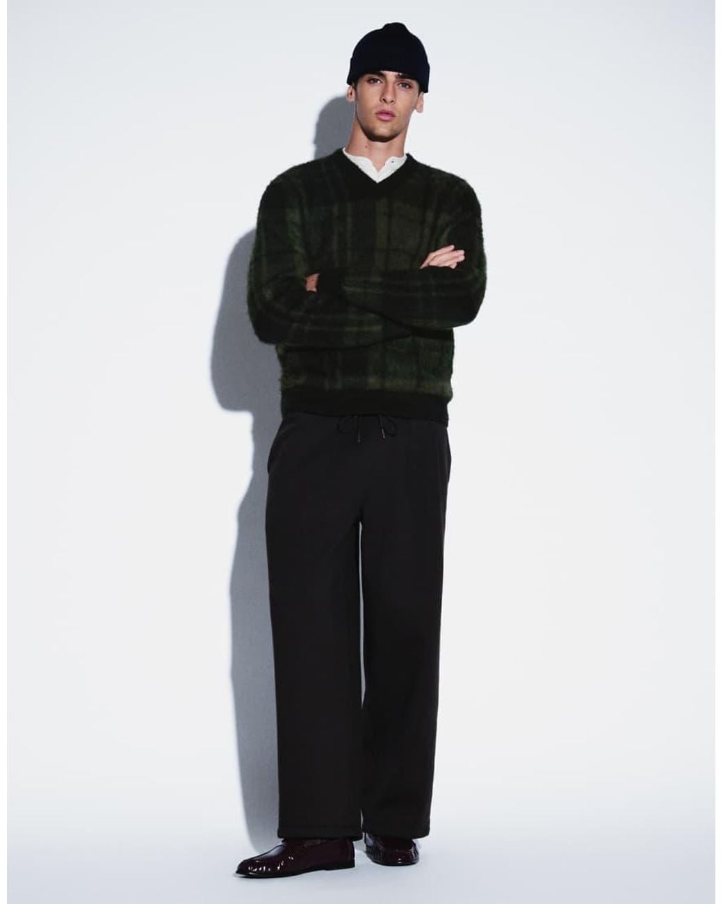 Barbour Black Hunham Tartan Check V Neck Knitted Jumper for men
