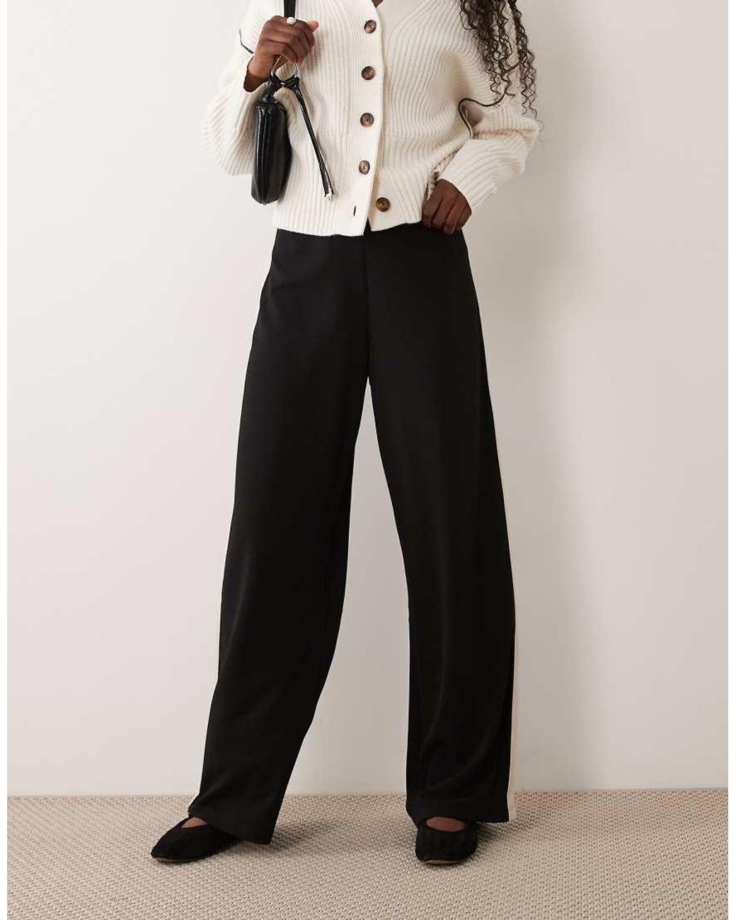 Jdy Natural Wide Leg Trousers With Side Stripe