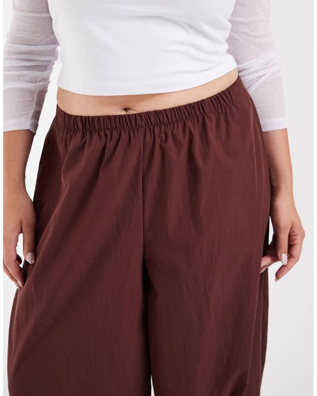 ASOS Purple Asos Design Curve Cotton Nylon Blend Pull On Balloon Trousers