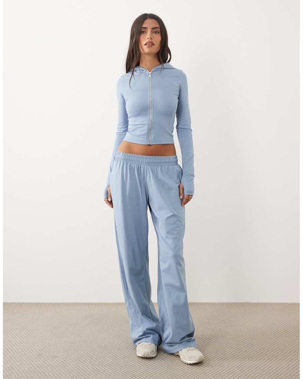 Kaiia Blue Cotton Rich Soft Touch Zip Through Hoodie Co-Ord