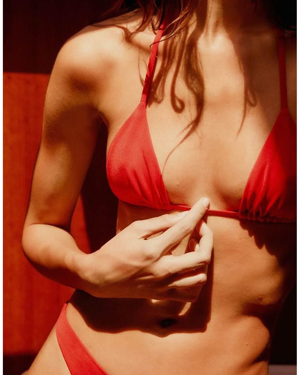 Pull&Bear Red Triangle Bikini Top