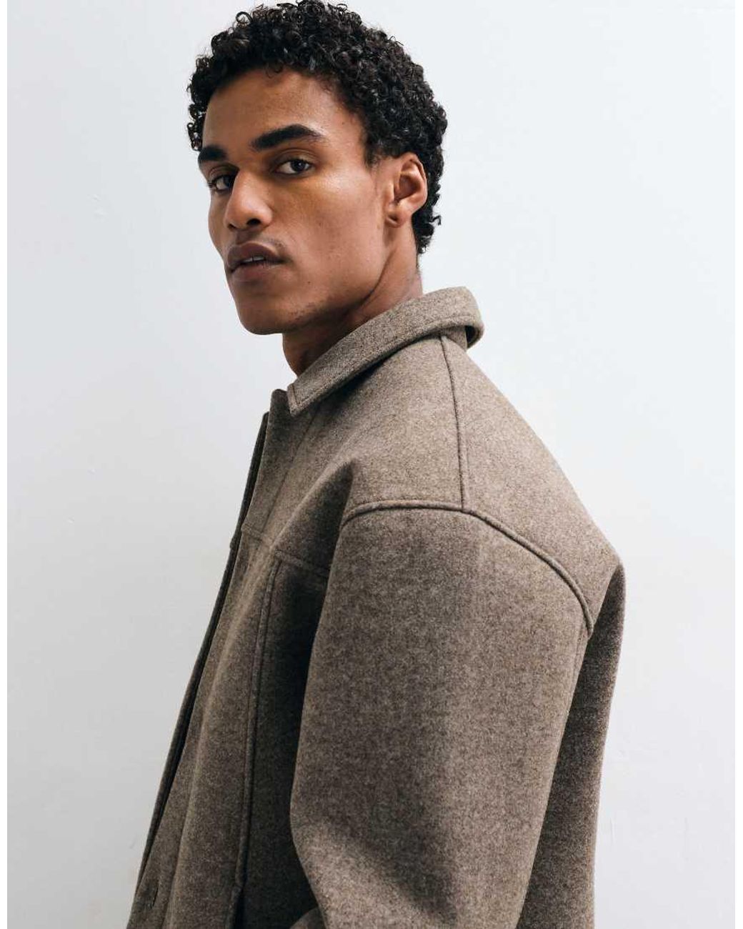 ASOS Brown Oversized Textured Fleece Jacket for men