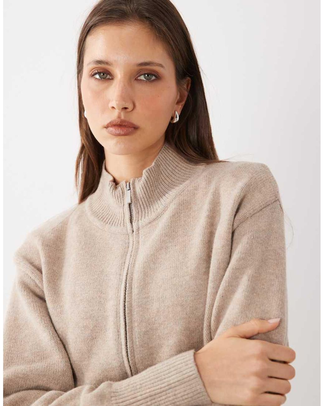 Cotton On Natural Lotus Cinched Zip Knit