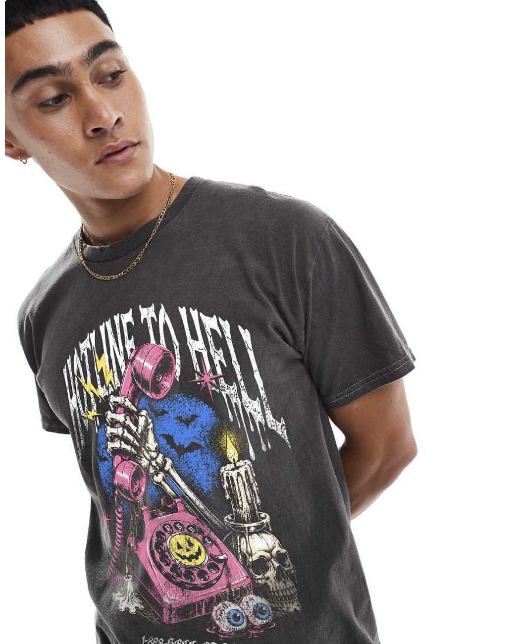 PRNT Gray Halloween Hotline Relaxed T-Shirt