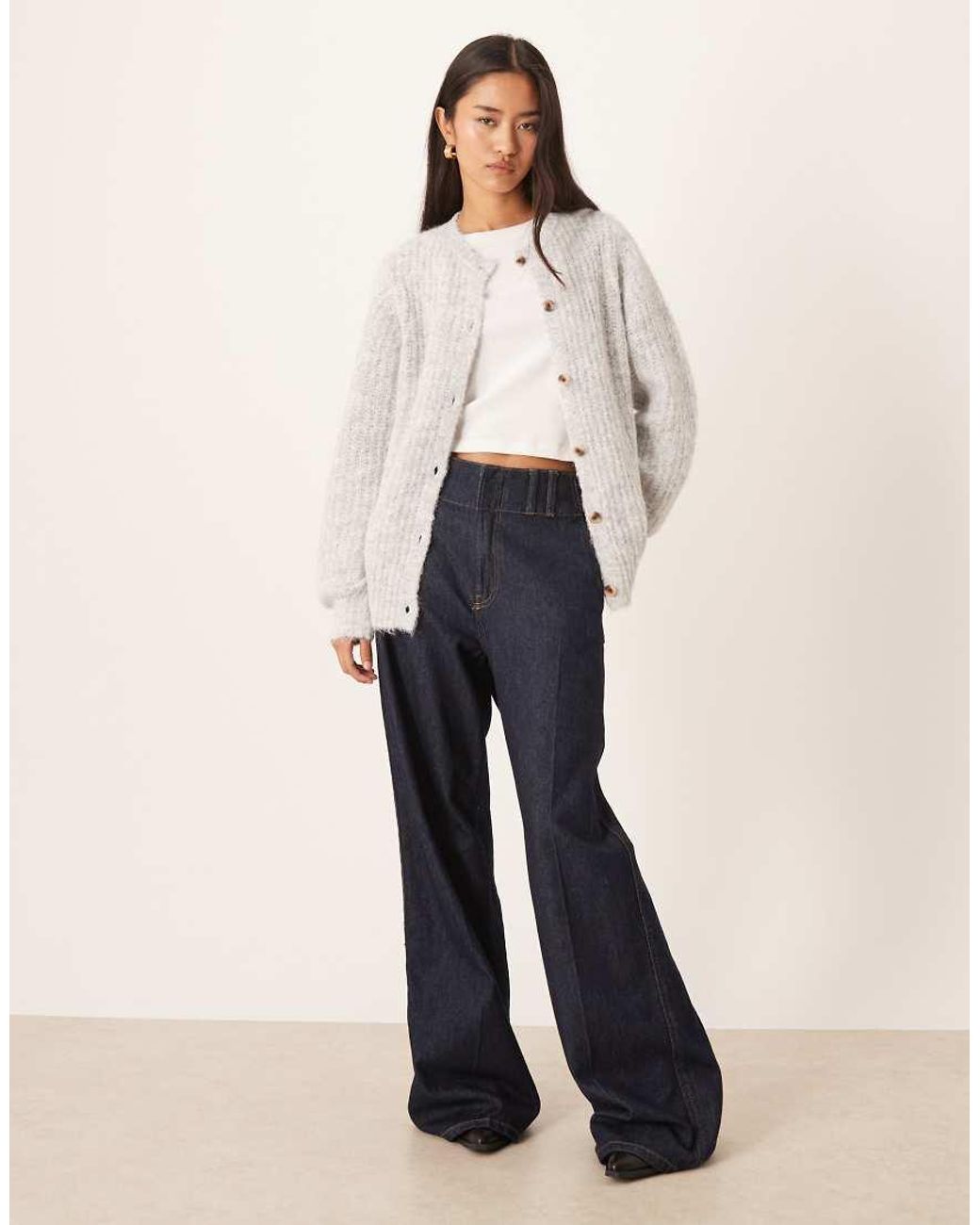 Vila Natural Fluffy Texture Knitted Cardigan