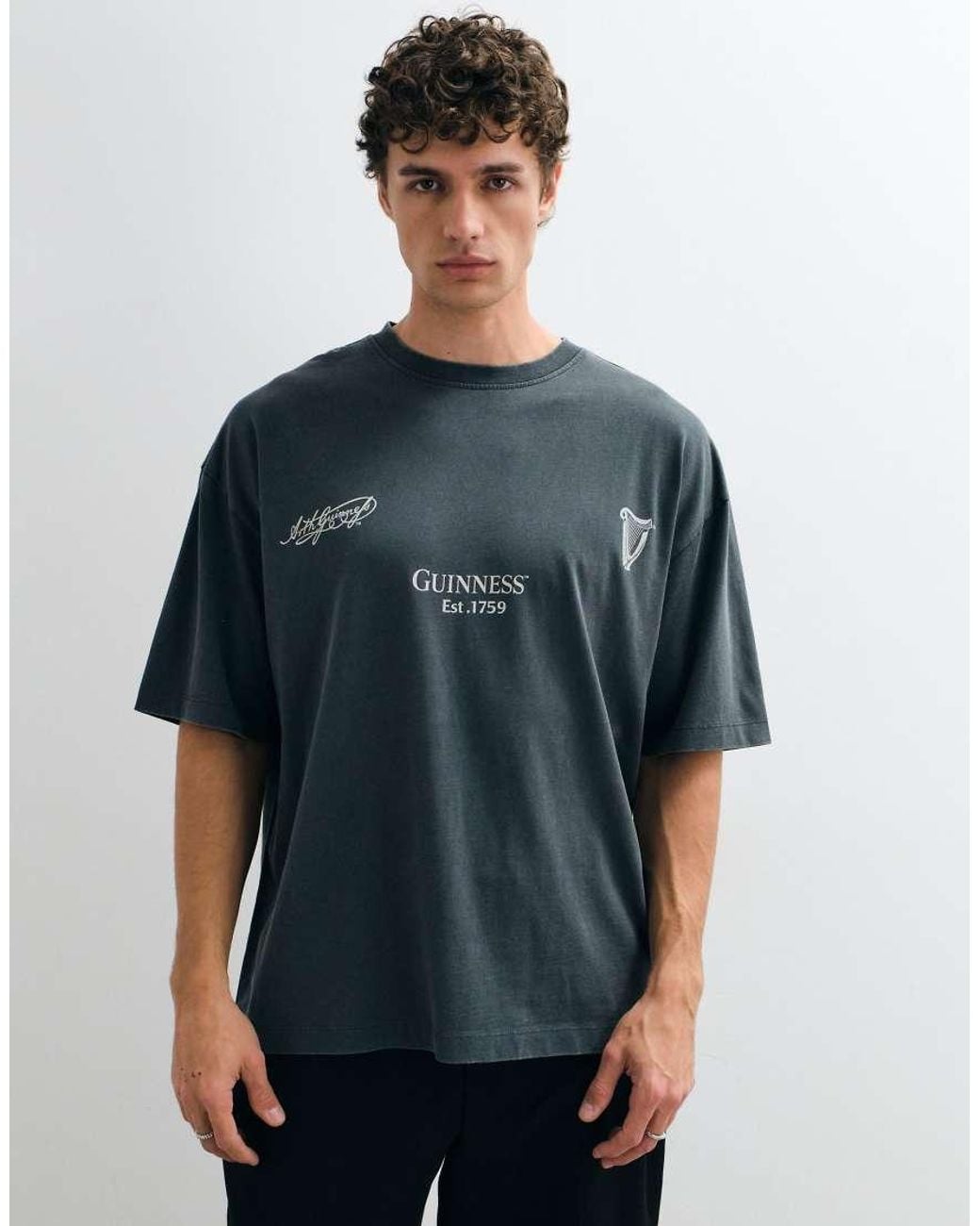 ASOS Blue Oversized T-Shirt With Guinness Harp Print for men