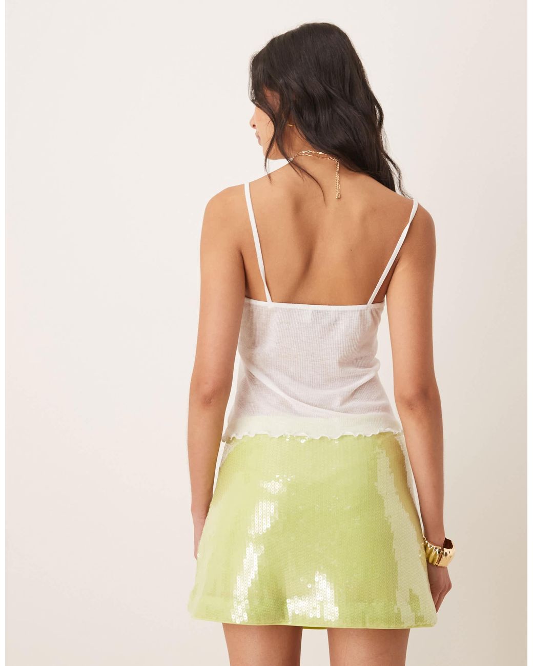 ASOS White Semi Sheer Ribbed Cami Top
