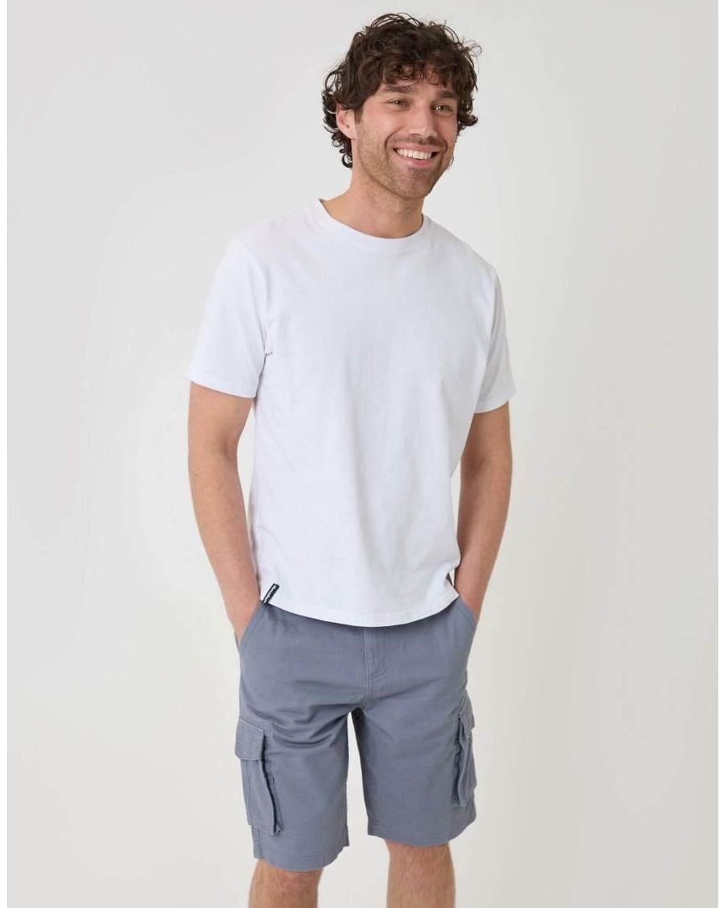 Threadbare Blue Cotton 'Bute' Cargo Shorts for men