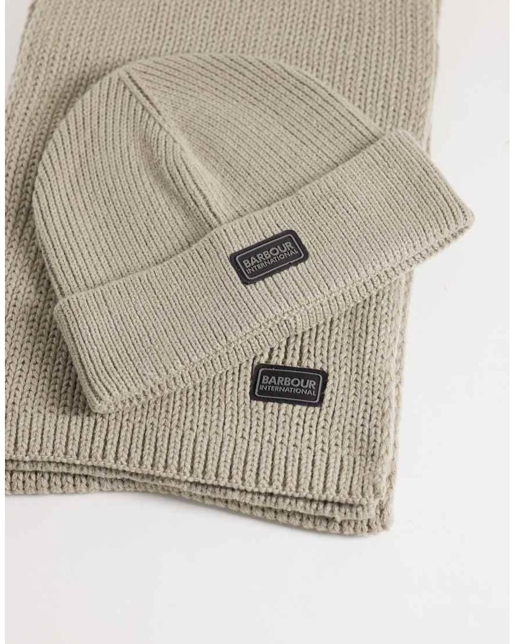 Barbour Black Sweeper Legacy Acrylic Knitted Beanie And Scarf Set for men