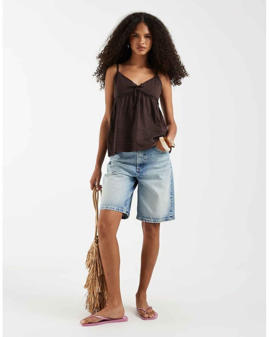 Hollister Black Tie Front Babydoll Cami Top