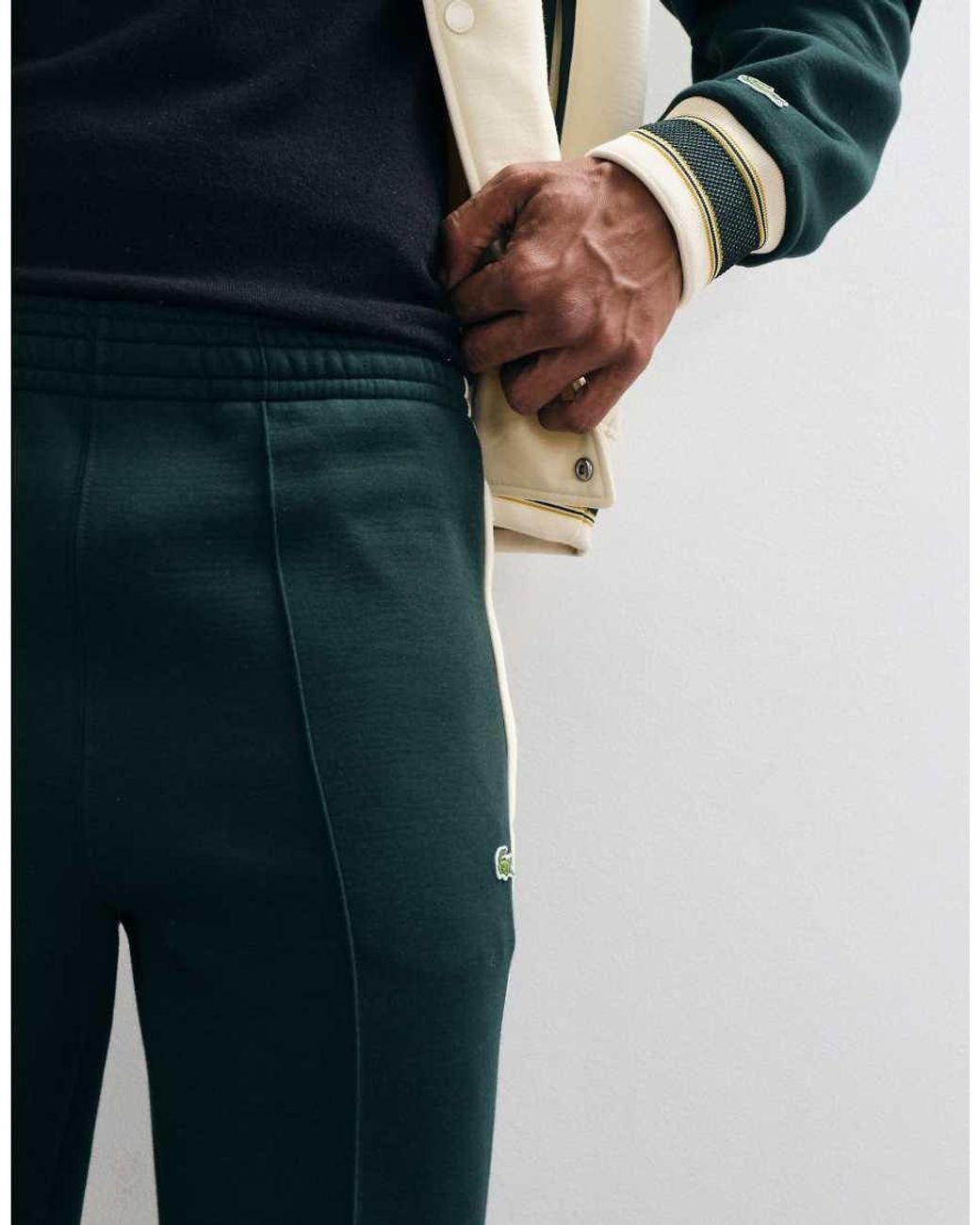 Lacoste White Contrast Stripe Co-Ord Sweatpants for men
