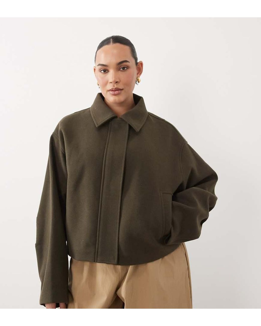 ASOS Brown Asos Design Curve Formal Top Collar Cropped Jacket