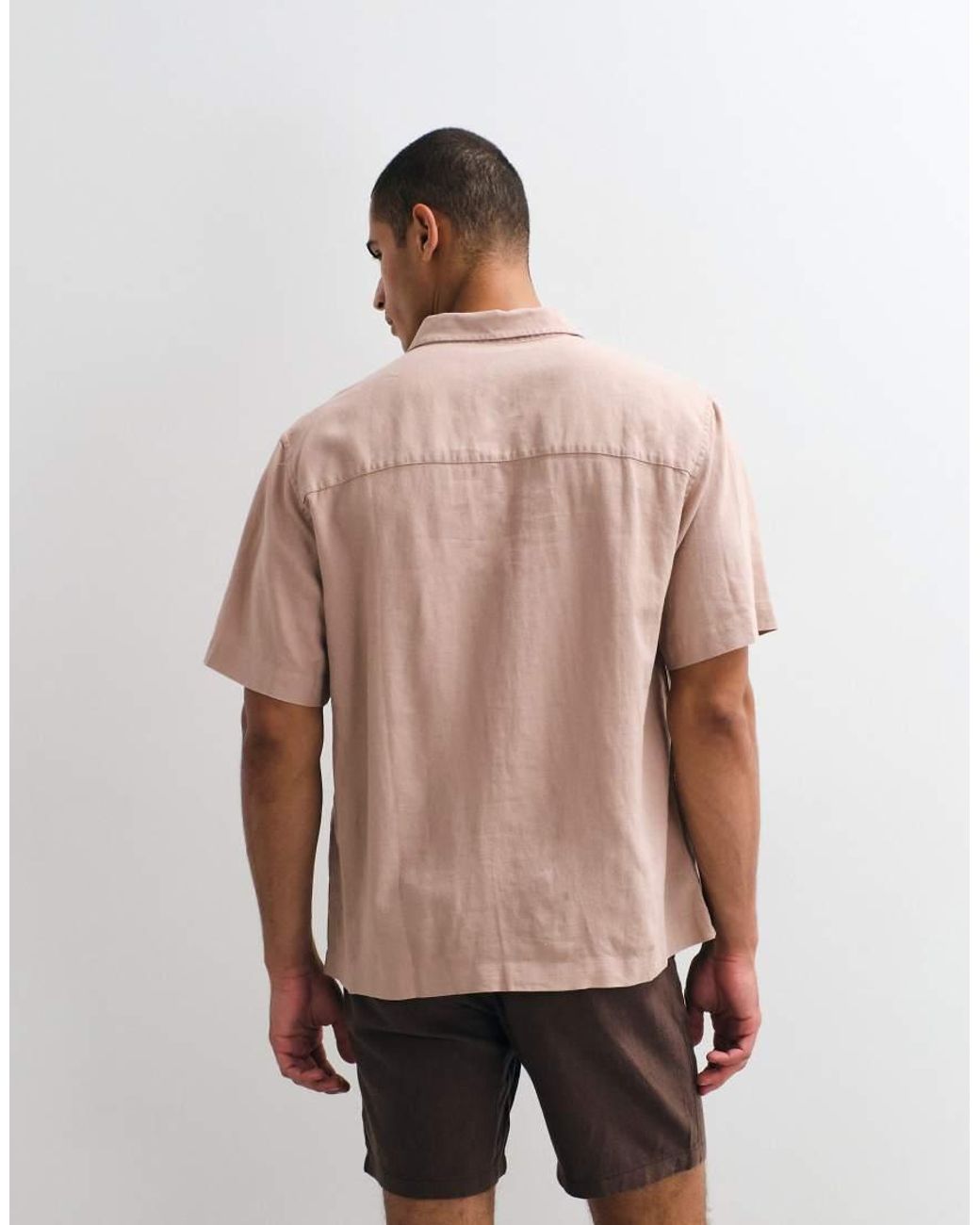 ASOS Pink Relaxed Linen Blend Shirt for men