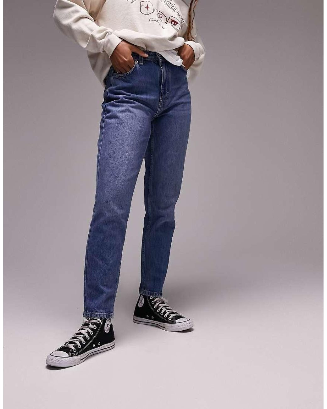 Topshop Hourglass Blue Original Mom High Rise Jean