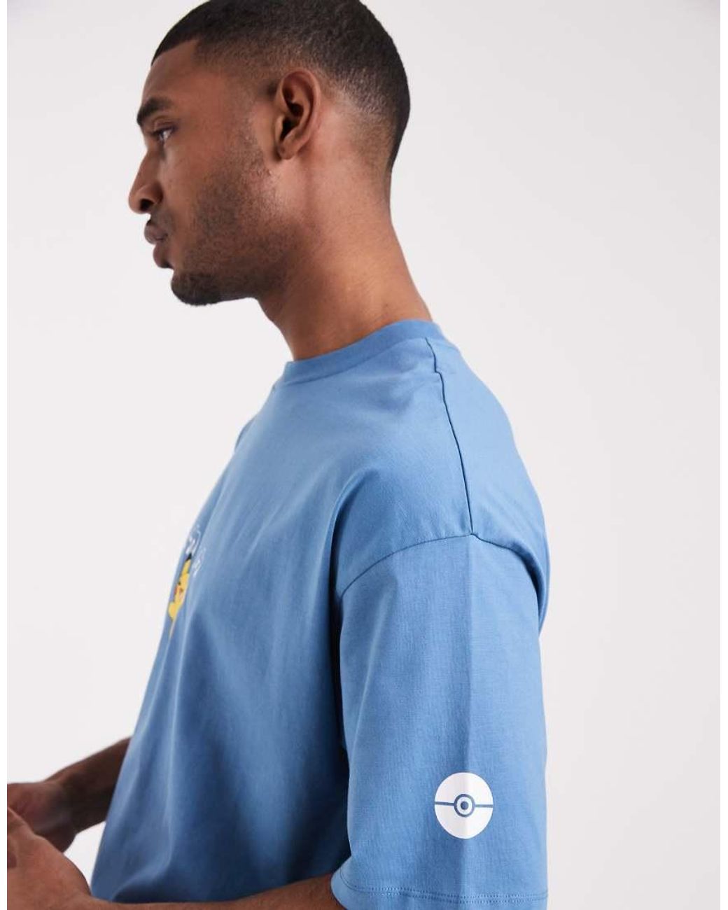 ASOS Blue Oversized T-shirt With Pokemon Pikachu Print for men