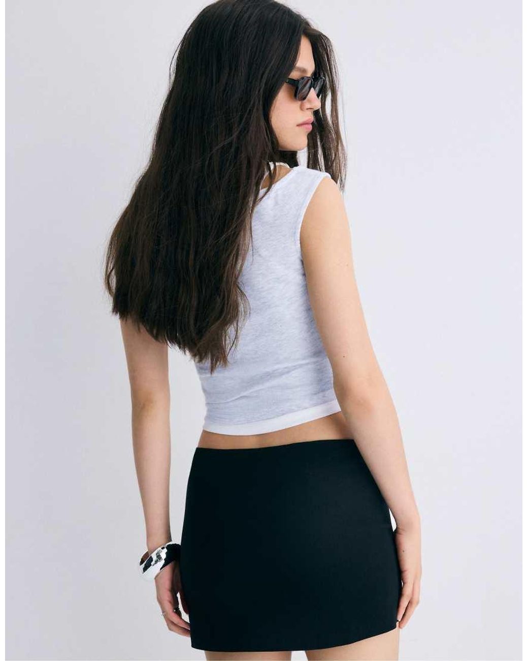 Stradivarius Black Bengaline Skort