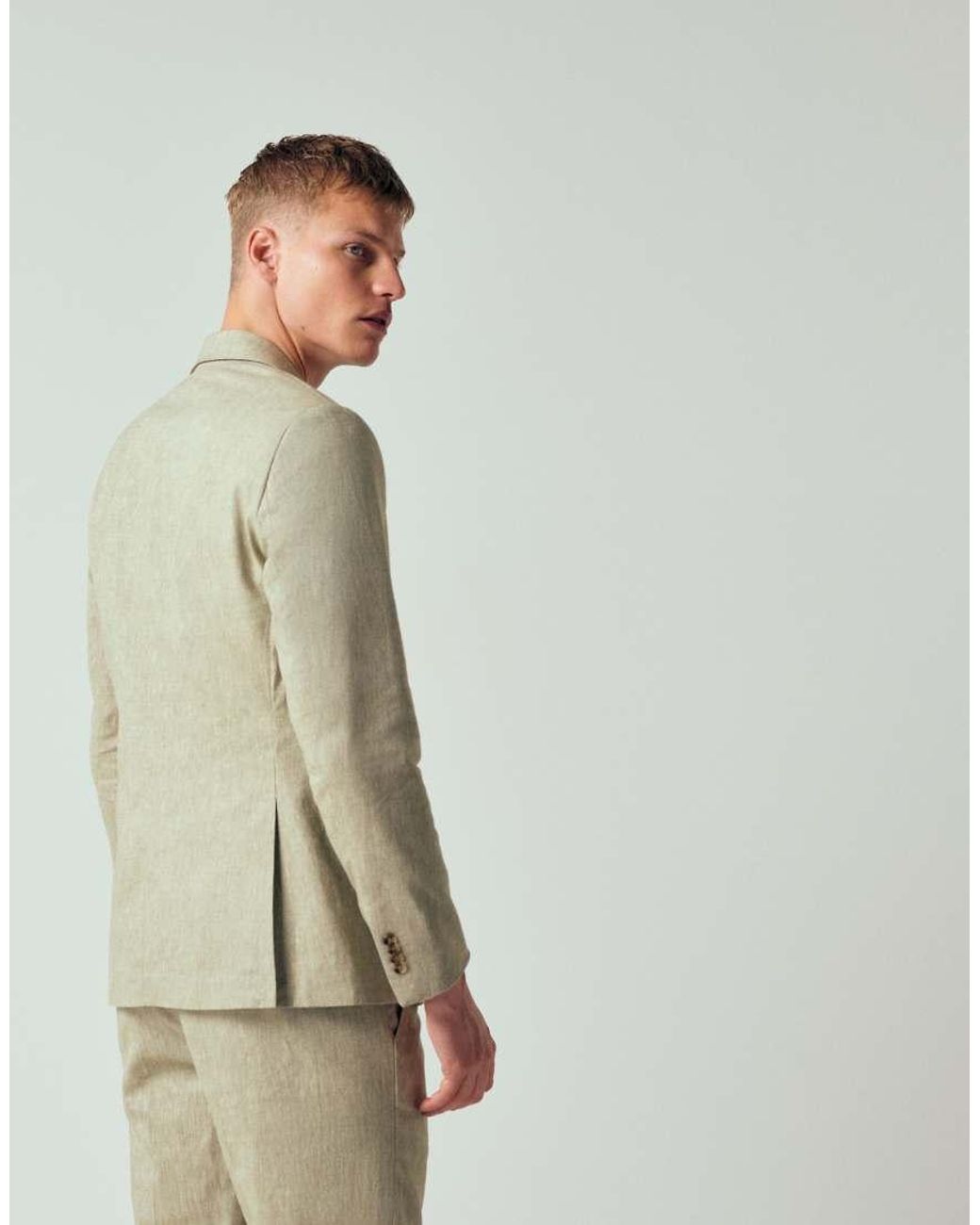 Abercrombie & Fitch Natural Linen Blend Slim Fit Single Breasted Blazer for men