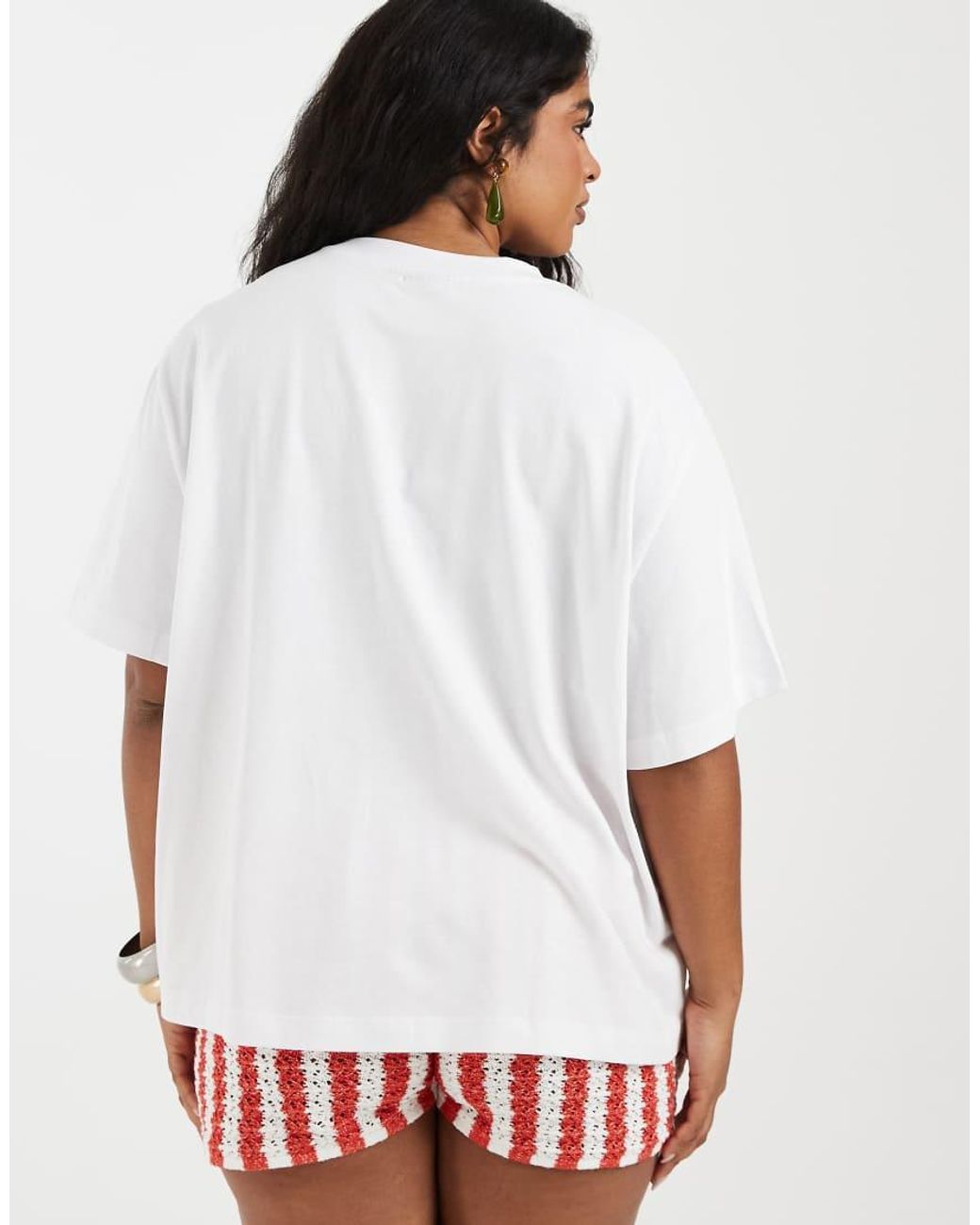 ASOS White Asos Design Curve Oversized Tee With Graphic