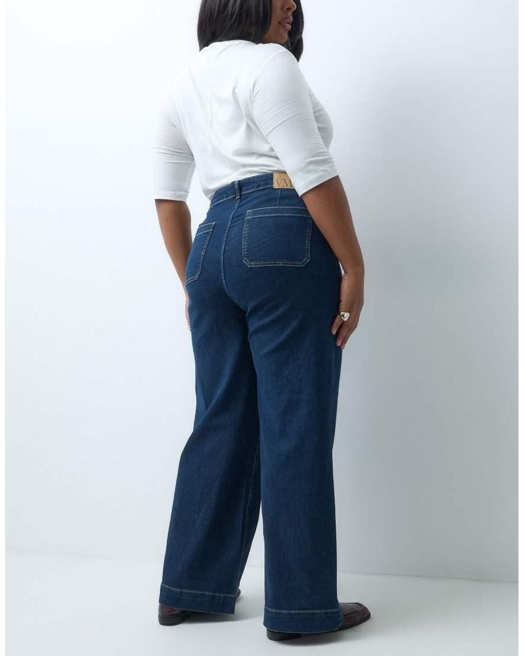 Vero Moda Blue Kayla High Rise Wide Leg Jeans With Pocket Detail