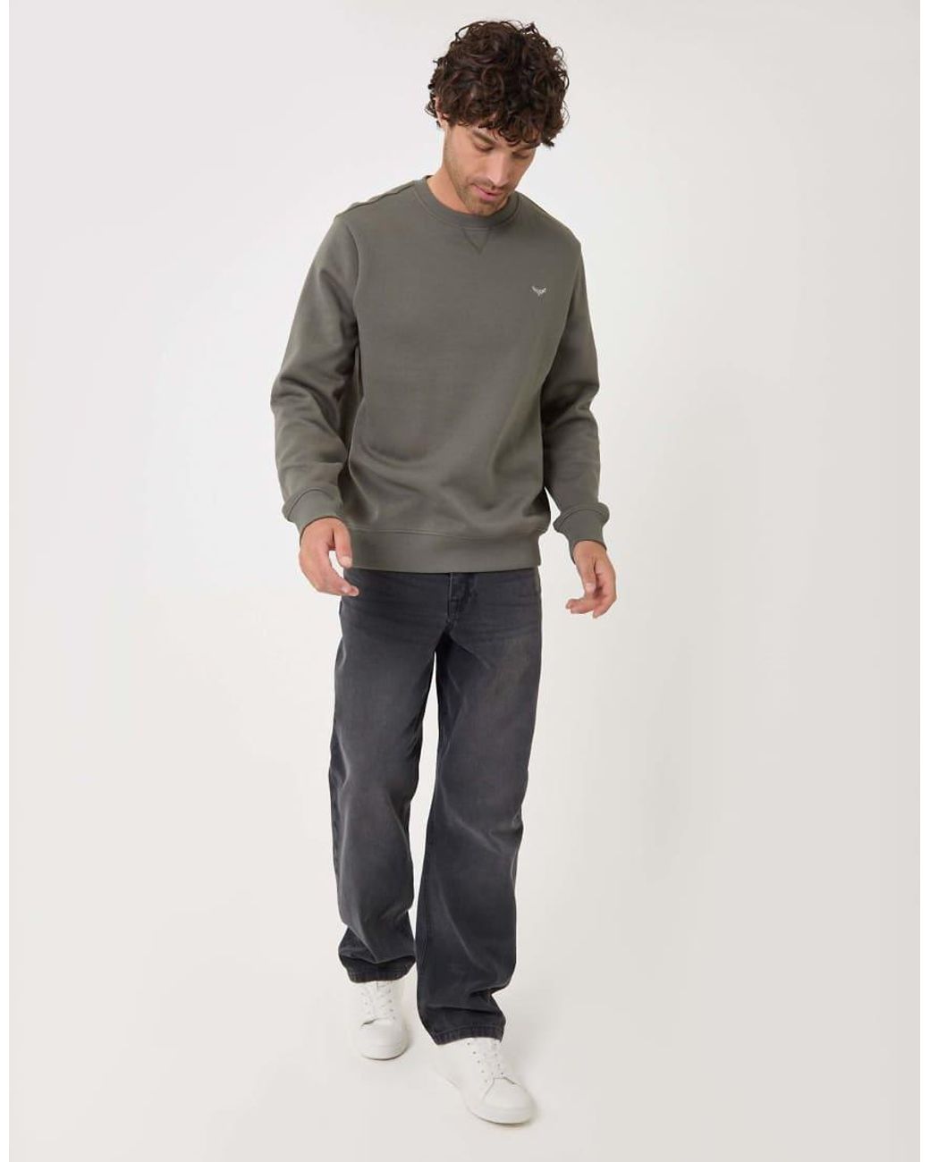 Threadbare Gray Cotton Rich Crew Neck Sweatshirt for men