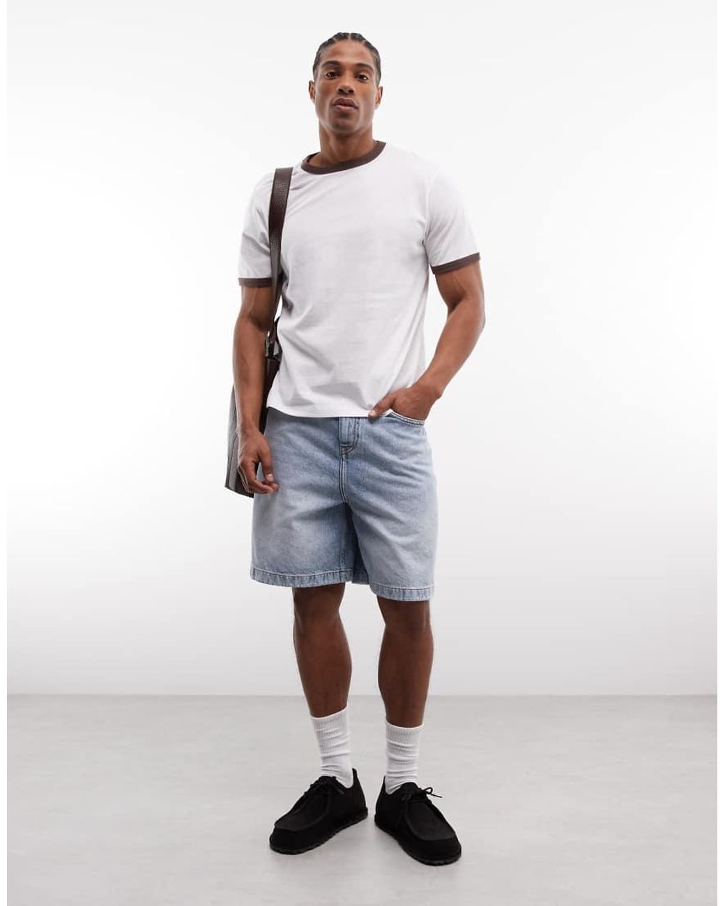 ASOS White Boxy Oversized Regular Fit Ringer T-shirt With Text Graphic for men