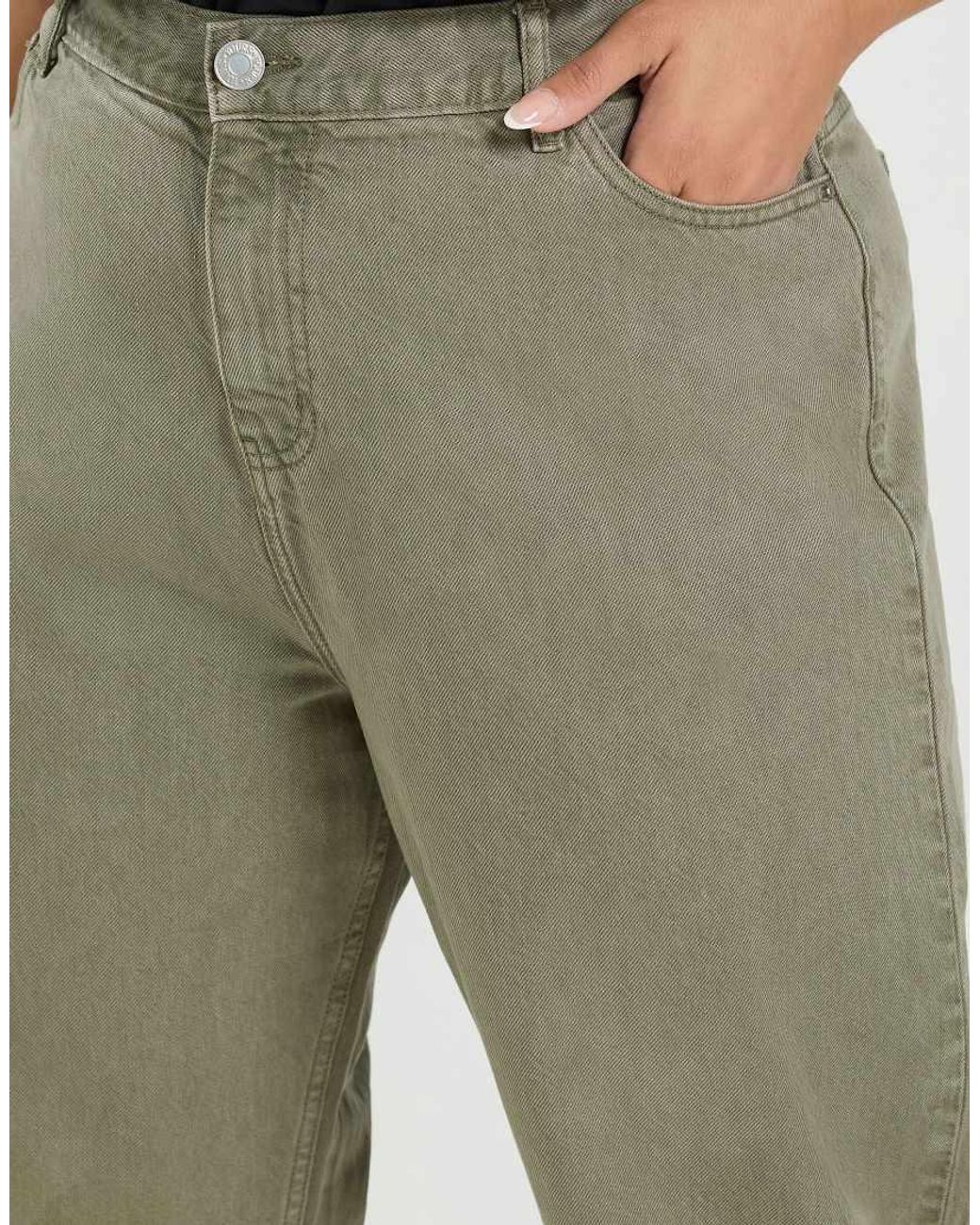 Yours Clothing Green Washed Wide Leg Jeans