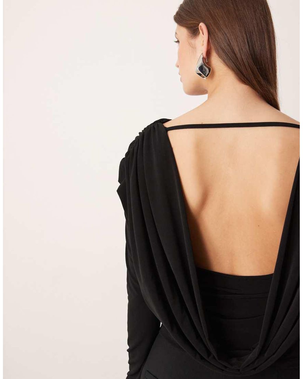Gina Tricot Black Draped Back Top