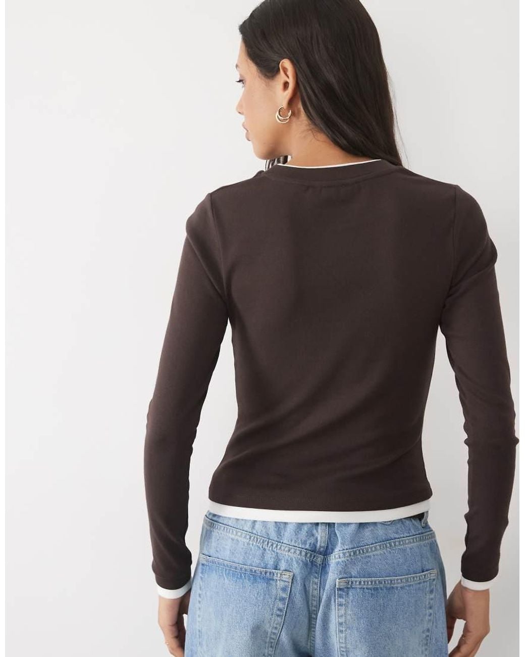 New Look Black Double Layer Trim Long Sleeve Baby Tee