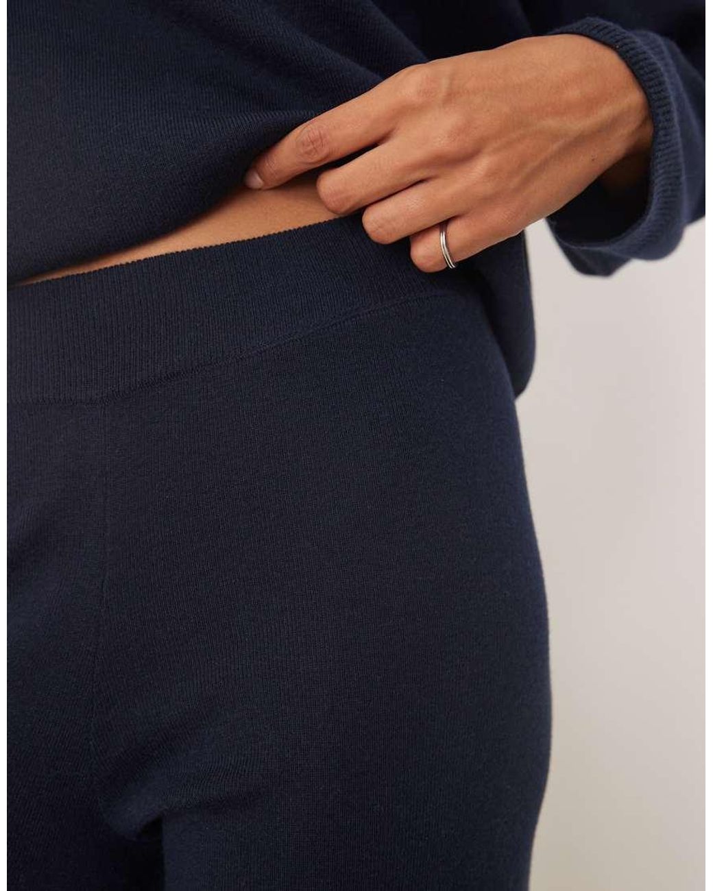 Mango Blue Knitted Soft Touch Wide Leg Co-Ord Trousers