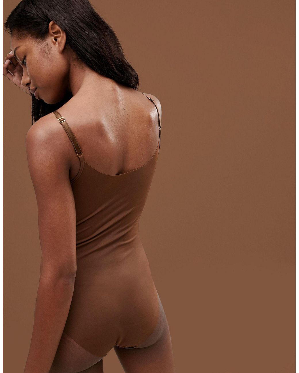 Nubian Skin Naked Collection Nude Bodysuit In Dark in Natural