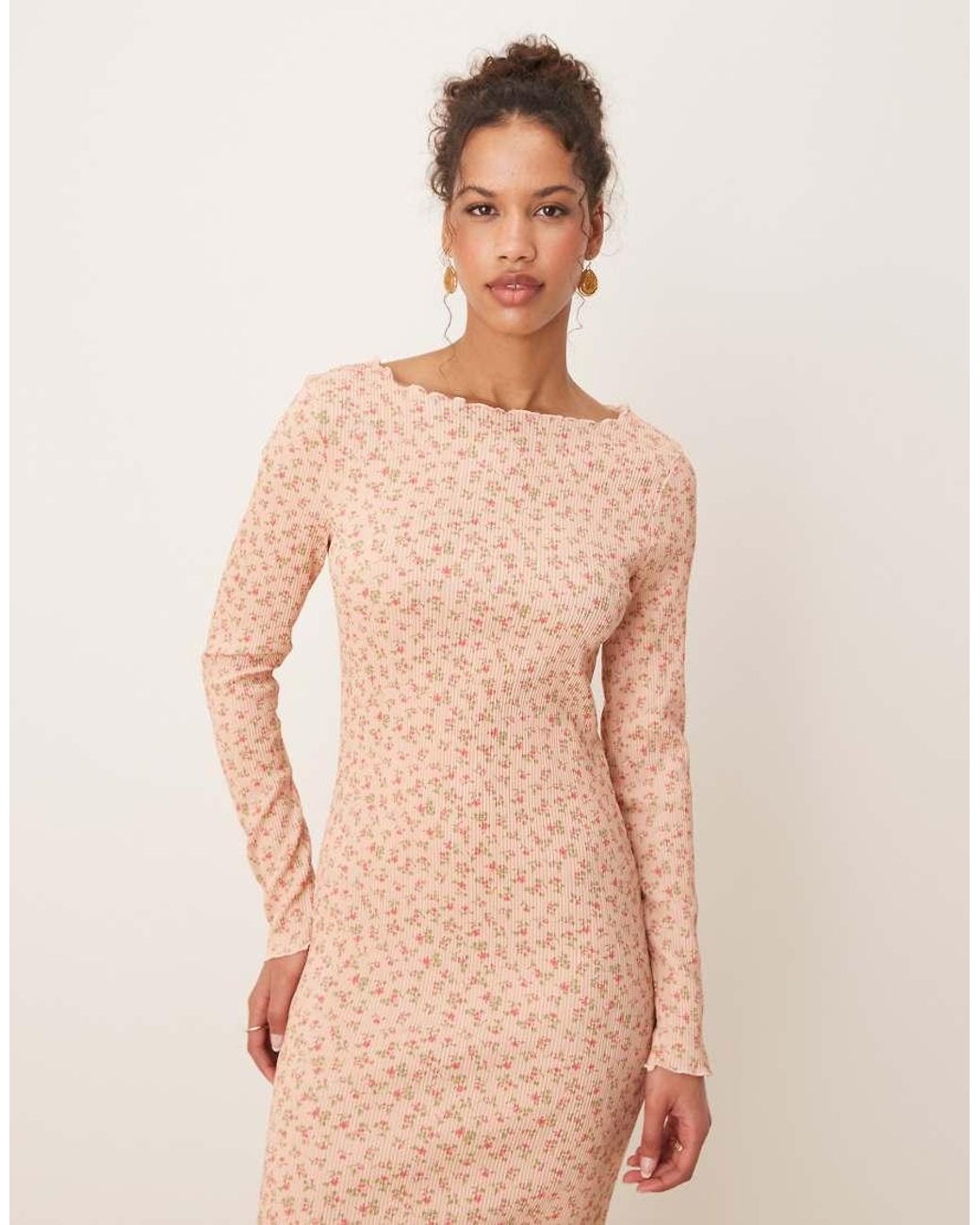 Aware Natural Plisse Midi Dress