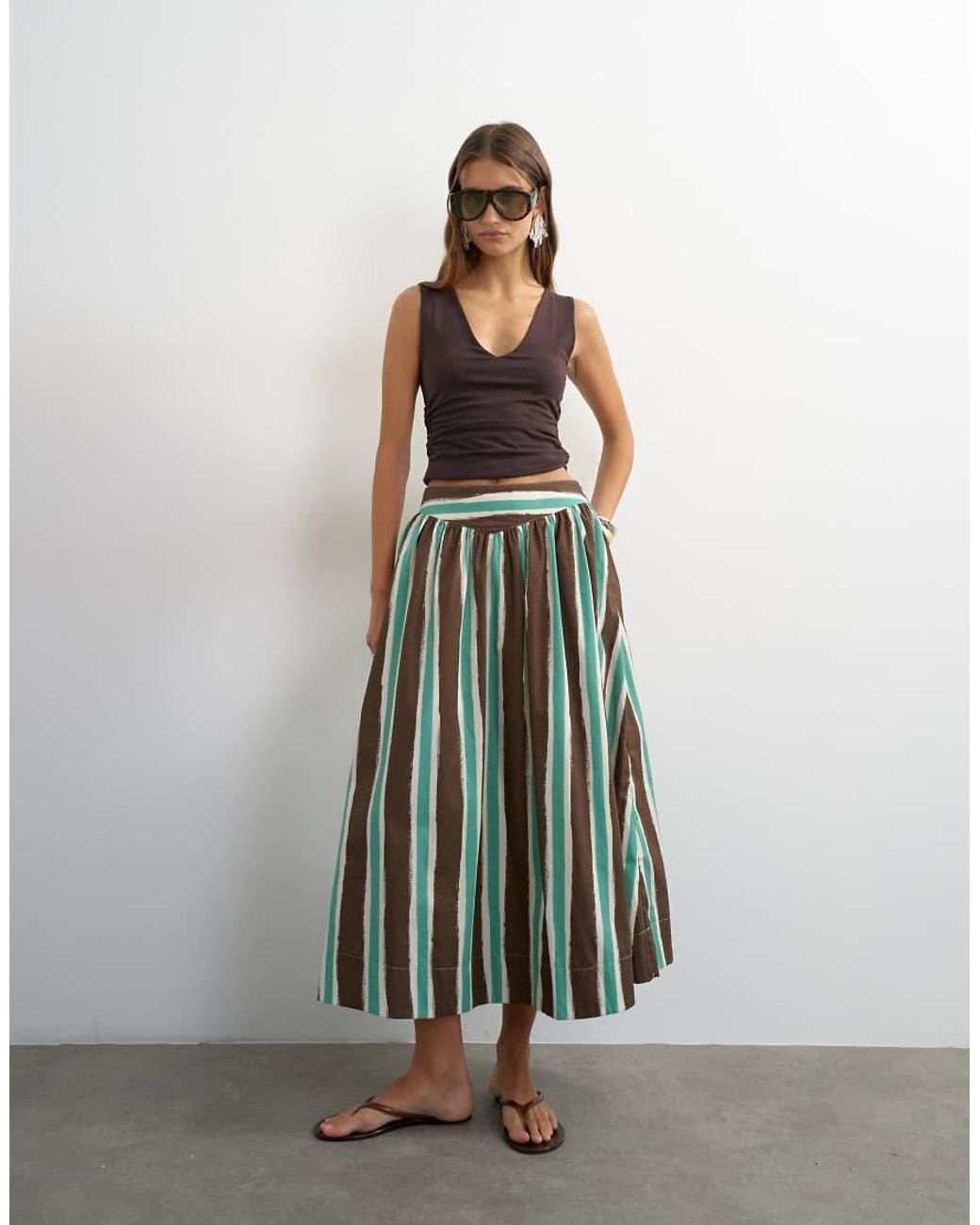 TOPSHOP Co-Ord Maxi-Rok Met Verlaagde Taille in het Brown