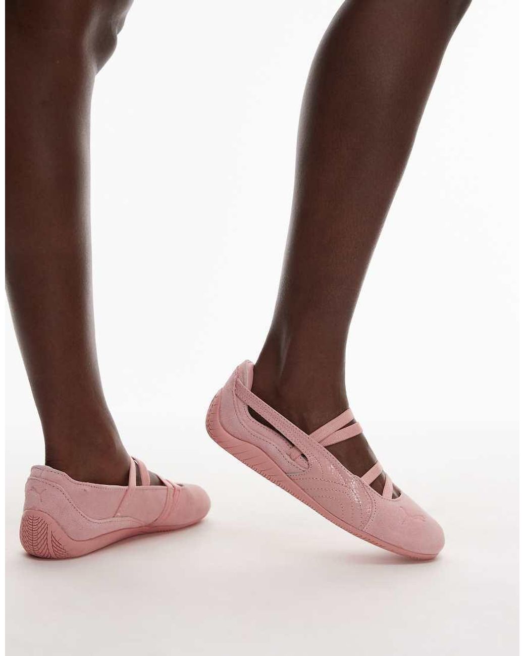 PUMA Pink Speedcat Python Ballet Flats
