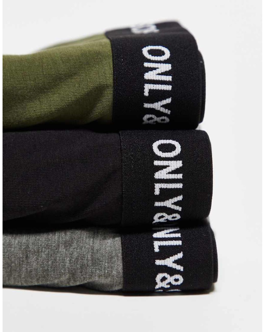 Pack De 3 Calzoncillos De Varios Colores Con Cinturillas Negras De -Verde Only & Sons de hombre de color Green