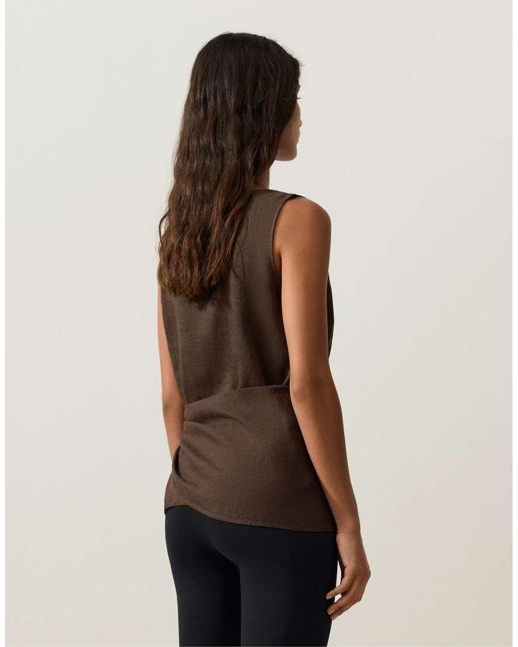 Oysho Black Sleeveless Top With 100% Linen Scarf