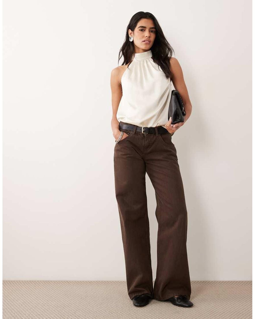 Vila Natural Halter Neck Satin Top