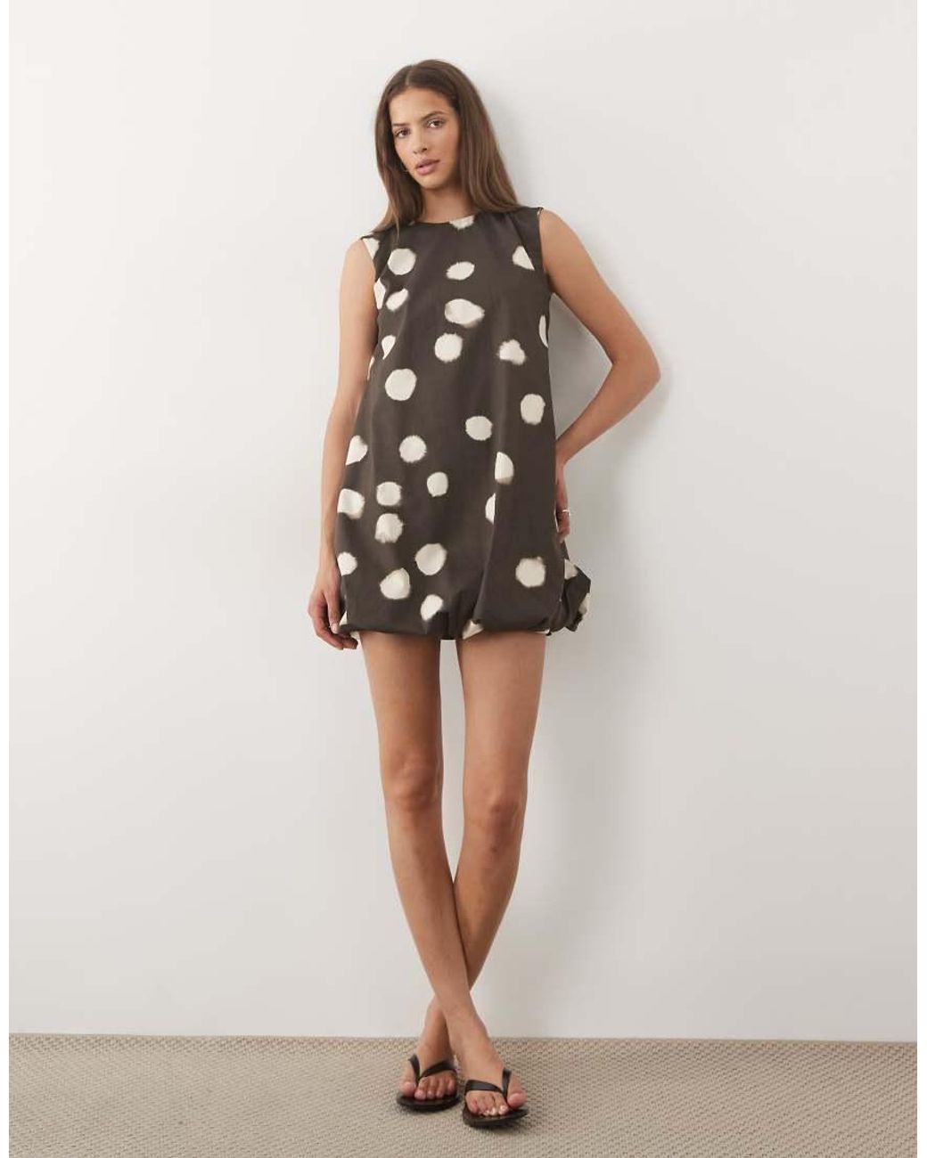 ASOS White Sleeveless Bubble Hem Mini Dress