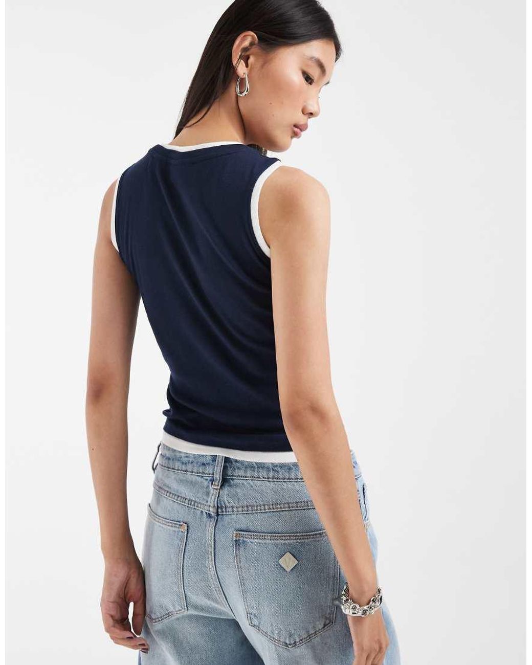JJXX Blue Double Layer Tank Top