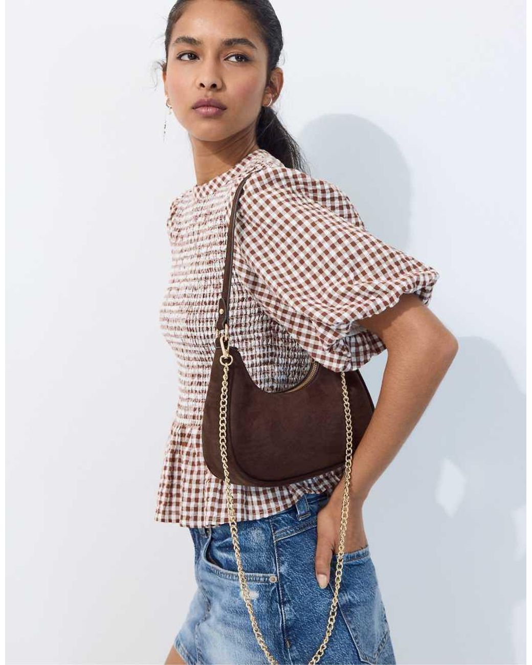 Stradivarius White Half-moon Shoulder Bag