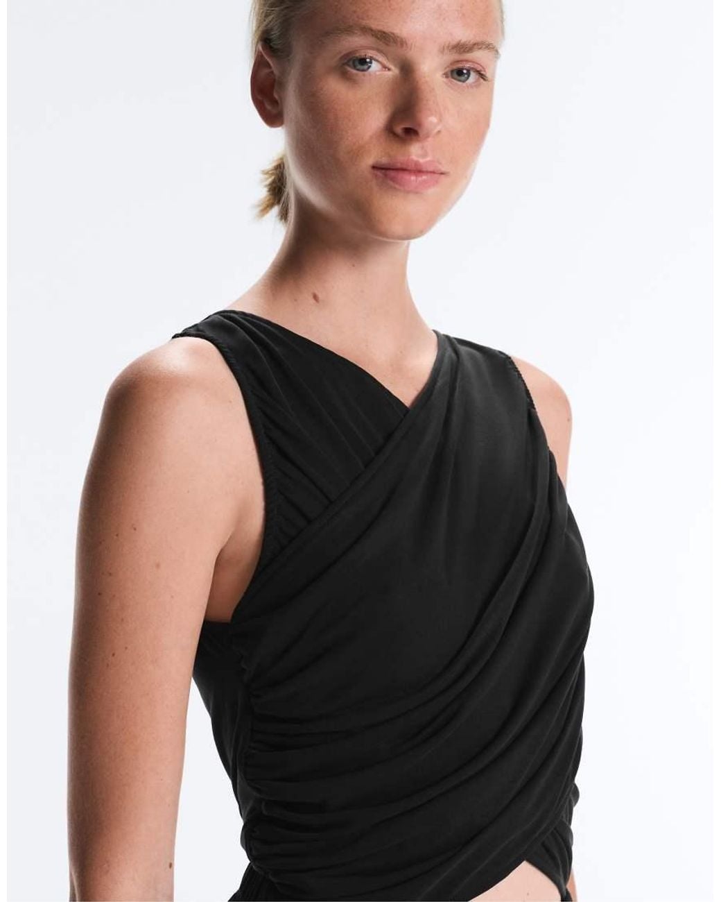 Oysho Black Long Wrap Modal Blend Jumpsuit