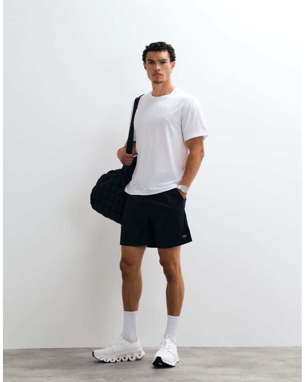 Jack & Jones White Sports Quick Dry Shorts With Zip Pocket for men