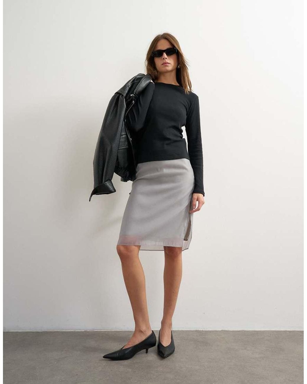 TOPSHOP Black Long Sleeve Everyday Tee