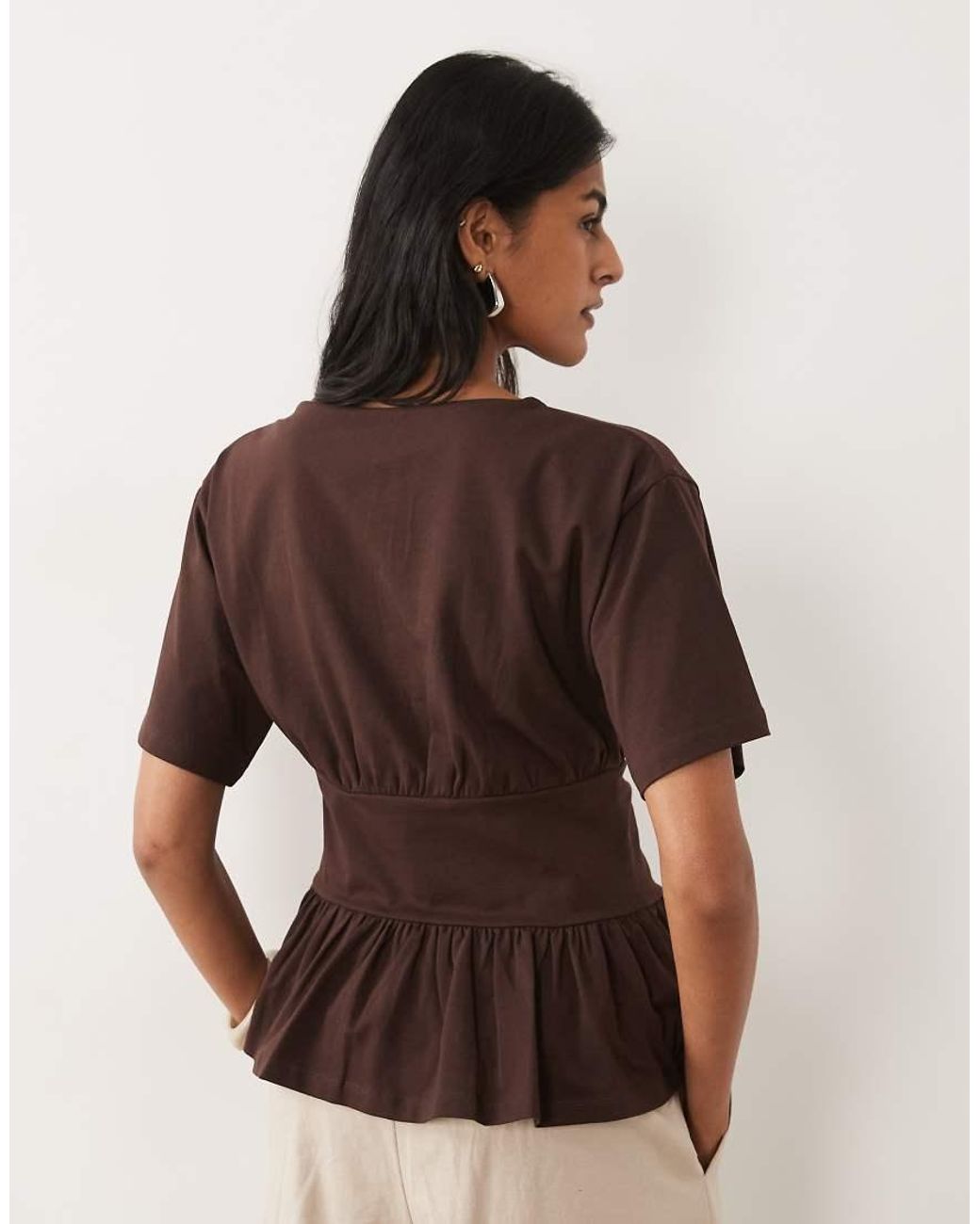 ASOS Black Cinched Waist Wrap Top