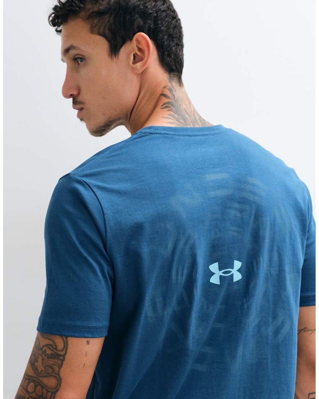 Under Armour Blue Back Print Short Sleeve T-shirt for men