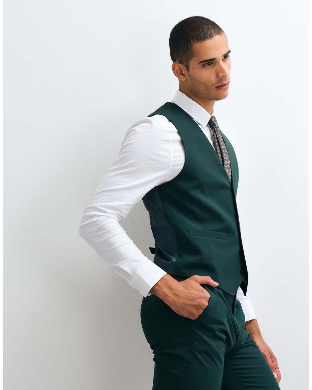 ASOS Green Skinny Suit Waistcoat for men
